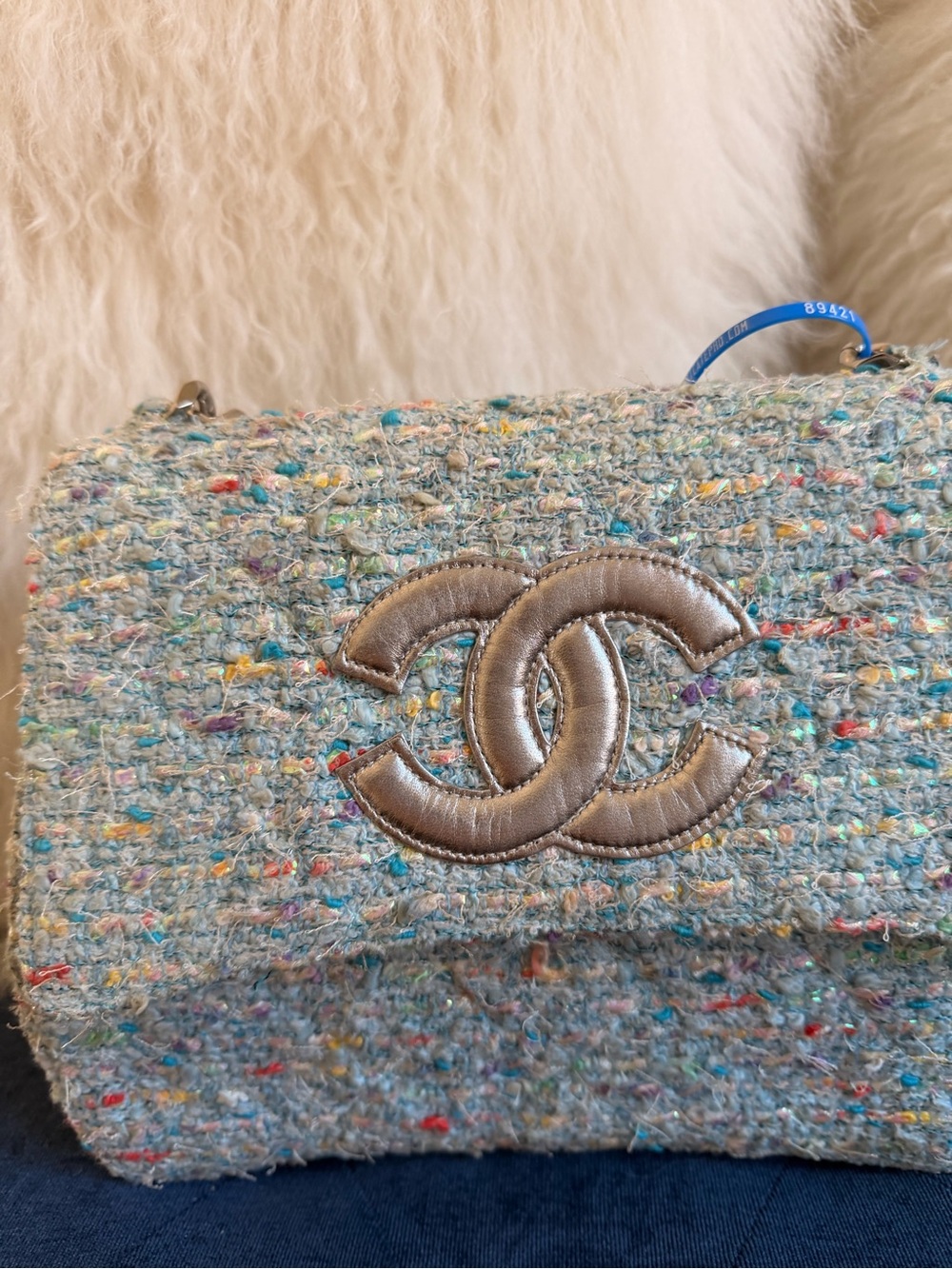 Chanel Blue Confetti Tweed Flap Handbag - Picture 4 of 9